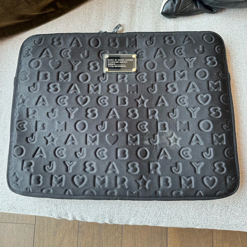 Marc Jacobs Black Embossed Laptop Case 16”